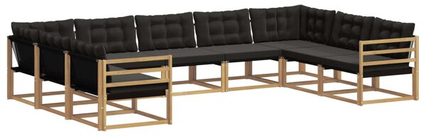 VidaXL Kültéri kanapé szett párnával 9 pcs Fehér és Fekete