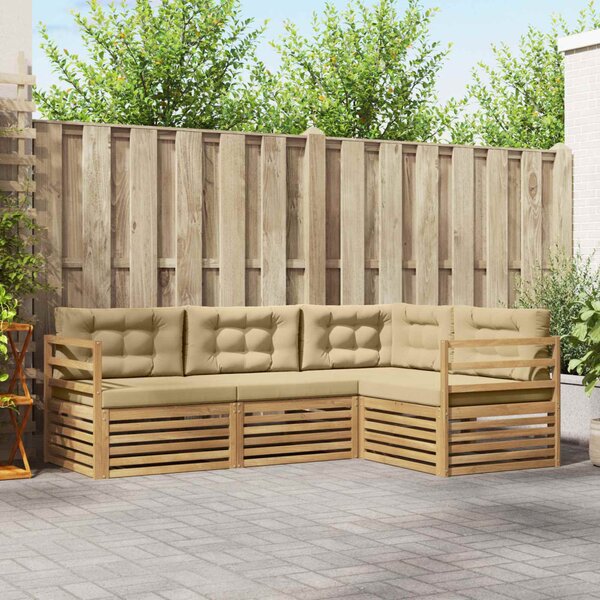 Kültéri kanapé szett 4 pcs Fehér és Bézs 245,5 x 166,5 x 73 cm