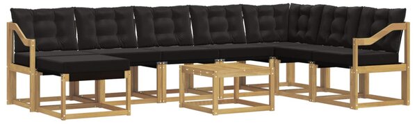 VidaXL Kültéri kanapé szett 9 pcs Fehér és Fekete