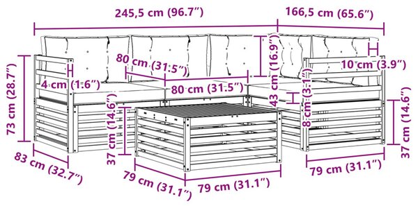 Kültéri kanapé szett párnával 5 pcs