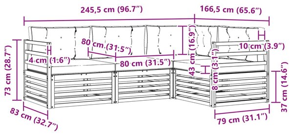 VidaXL Kültéri kanapé szett 4 pcs Fehér és Antracitszürke