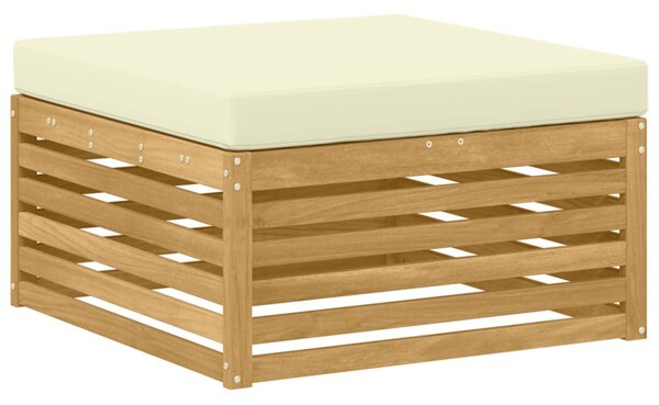 VidaXL Ülőgarnitúrák párnával 6 pcs Fehér és Krém színű Tömör Akácfa