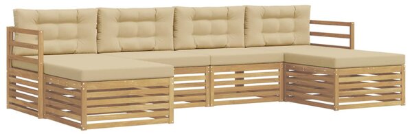 VidaXL Kültéri kanapé szett 6 pcs Fehér és Bézs 325 x 162,5 x 73 cm