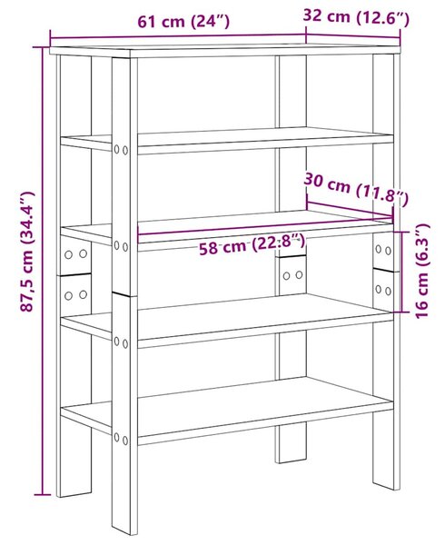 Betonszürke szerelt fa cipőtartó 61x32x87,5 cm
