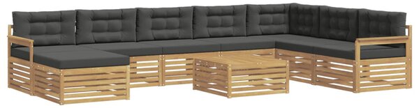 Kültéri kanapé szett 9 pcs Fehér és Antracitszürke Tömör Akácfa