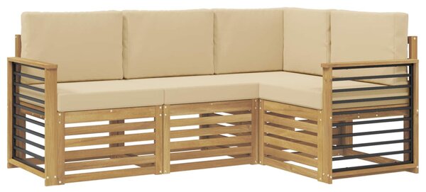 VidaXL Ülőgarnitúrák 4 pcs Fehér és Bézs 187,5 x 128,5 x 73 cm