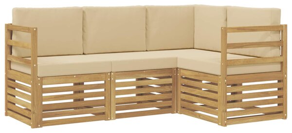 VidaXL Ülőgarnitúrák 4 pcs Fehér és Bézs 185,5 x 126,5 x 73 cm