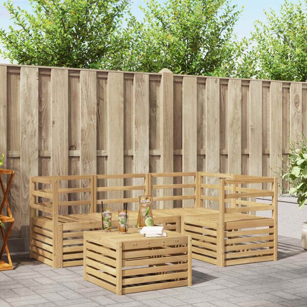 Kültéri kanapé szett 5 pcs Fehér 59 x 59 x 37 cm Tömör Akácfa