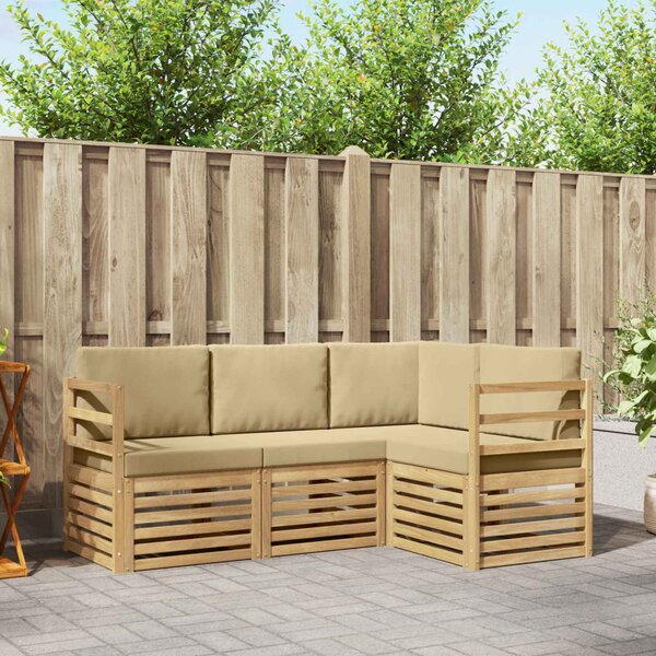 VidaXL Ülőgarnitúrák 4 pcs Fehér és Bézs 185,5 x 126,5 x 73 cm