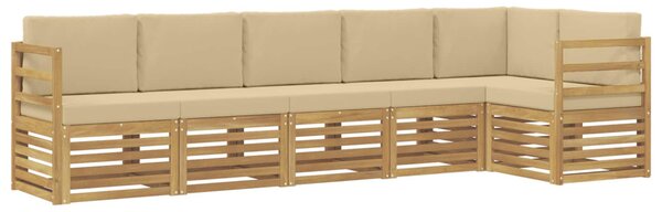 VidaXL Kültéri kanapé szett 6 pcs Fehér és Bézs 306 x 128,5 x 73 cm