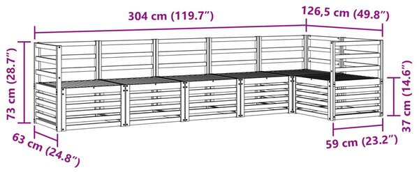 Kültéri kanapé szett 6 pcs Fehér 304 x 126,5 x 73 cm