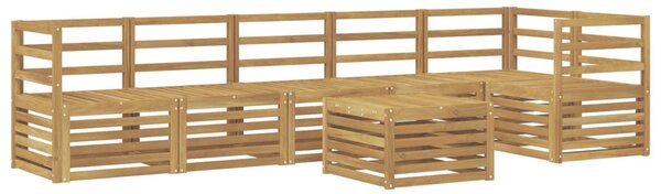 VidaXL Kültéri kanapé szett 7 pcs Fehér 59 x 59 x 37 cm Tömör Akácfa