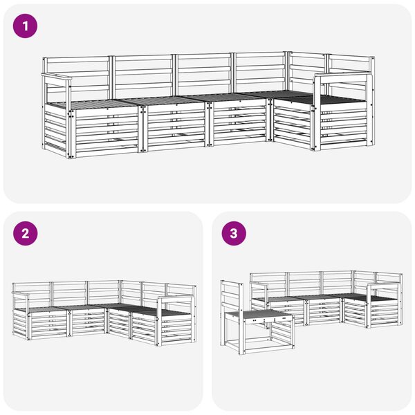 VidaXL Kültéri kanapé szett 5 pcs Fehér 247 x 128,5 x 73 cm