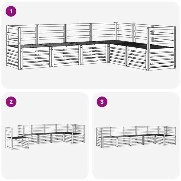 Kültéri kanapé szett 6 pcs Fehér 304 x 126,5 x 73 cm
