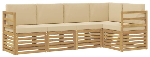 Kültéri kanapé szett 5 pcs Fehér és Bézs 245 x 126,5 x 73 cm