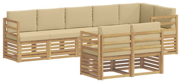 Kültéri kanapé szett 8 pcs Fehér és Bézs 304 x 126,5 x 73 cm