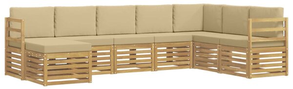 VidaXL Kültéri kanapé szett 8 pcs Fehér és Bézs 304 x 185,5 x 73 cm