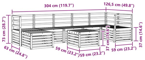 Kültéri kanapé szett 8 pcs Fehér 59 x 59 x 37 cm Tömör Akácfa