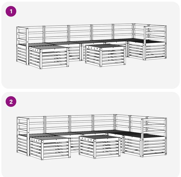 Kültéri kanapé szett 8 pcs Fehér 59 x 59 x 37 cm Tömör Akácfa