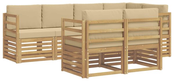 Kültéri kanapé szett 7 pcs Fehér és Bézs 245 x 126,5 x 73 cm