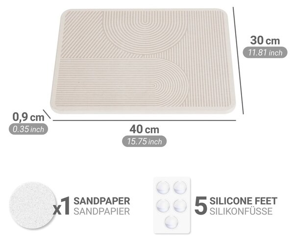 Bézs kovaföld edénycsepegtető alátét 40x30 cm Damon – Wenko