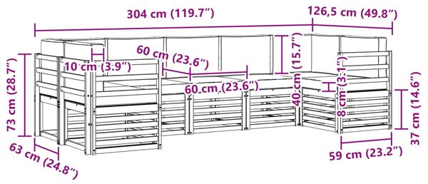 VidaXL Szegmentált kanapé szett 7 pcs Fehér és Világosszürke