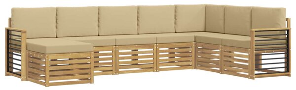 Kültéri kanapé szett 8 pcs Fehér és Bézs 306 x 187,5 x 73 cm