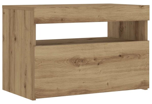 Éjjeli szekrény LED lámpákkal kézműves tölgy 60x35x40 cm