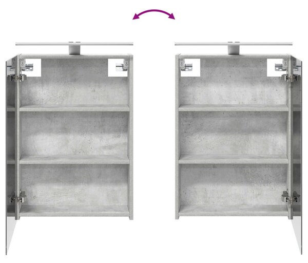 Fürdőszoba bútor szett 5 pcs Betonszürke Szerelt fa és Üveg