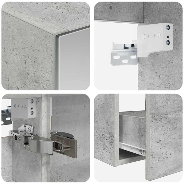Fürdőszoba bútor szett 5 pcs Betonszürke Szerelt fa és Üveg