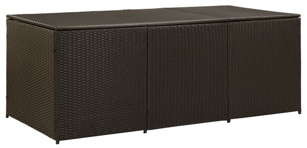 Barna polyrattan kerti tárolóláda 180 x 90 x 70 cm