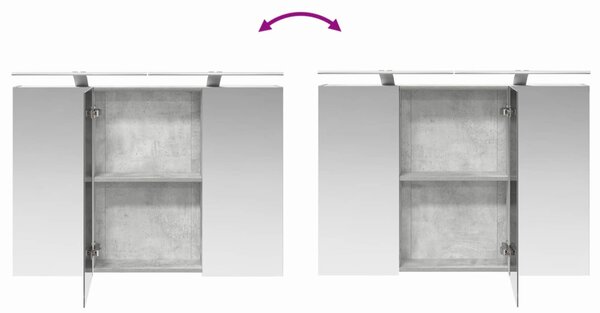 Fürdőszobai Szekrény Szett 4 pcs Betonszürke 100 x 14,5 x 70 cm