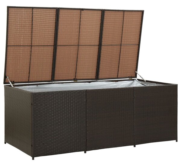 Barna polyrattan kerti tárolóláda 180 x 90 x 70 cm