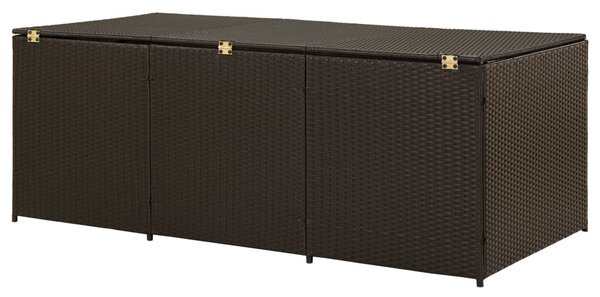 Barna polyrattan kerti tárolóláda 180 x 90 x 70 cm