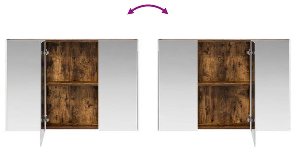 Fürdőszobai Szekrény Szett 4 pcs Füstös Tölgy
