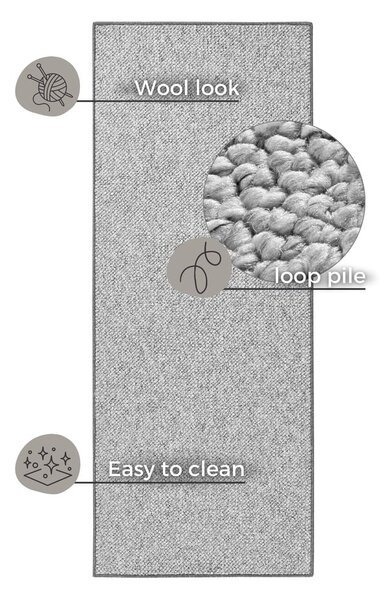 Szürke futószőnyeg 80x300 cm Wolly – BT Carpet