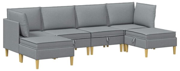 Moduláris kanapé szett tárolóval 6 pcs Világosszürke Szövet
