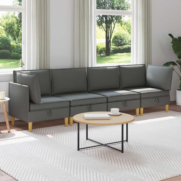 VidaXL Moduláris kanapé szett tárolóval 4 pcs Sötétszürke Szövet