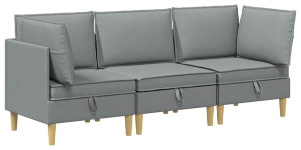 VidaXL Moduláris kanapé szett tárolóval 3 pcs Világosszürke Szövet