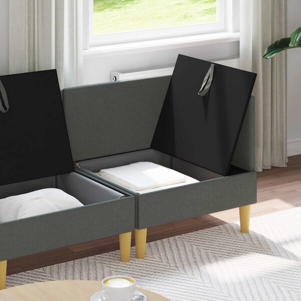 VidaXL Moduláris kanapé szett tárolóval 3 pcs Sötétszürke Szövet