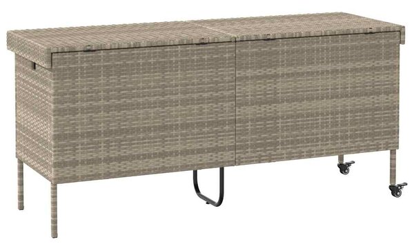 Kerti tároló doboz kerekekkel világosszürke 160x55x75 cm