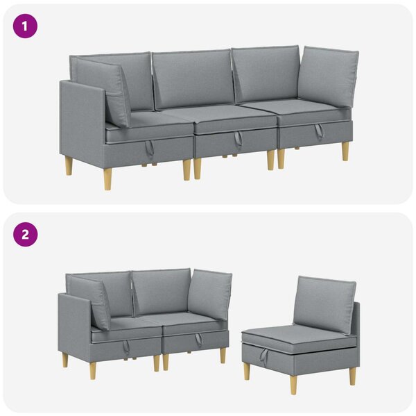VidaXL Moduláris kanapé szett tárolóval 3 pcs Világosszürke Szövet