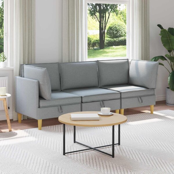 VidaXL Moduláris kanapé szett tárolóval 3 pcs Világosszürke Szövet