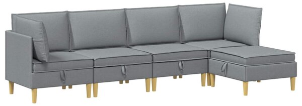 VidaXL Moduláris kanapé szett tárolóval 5 pcs Világosszürke Szövet