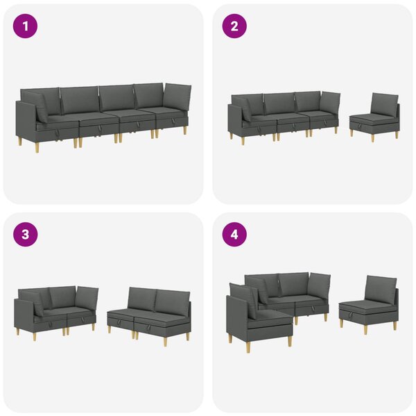 VidaXL Moduláris kanapé szett tárolóval 4 pcs Sötétszürke Szövet
