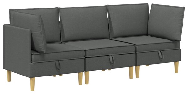 VidaXL Moduláris kanapé szett tárolóval 3 pcs Sötétszürke Szövet