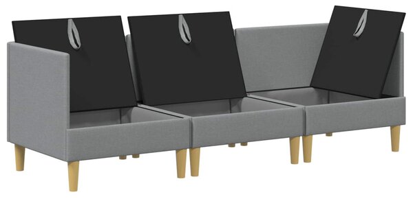 VidaXL Moduláris kanapé szett tárolóval 3 pcs Világosszürke Szövet