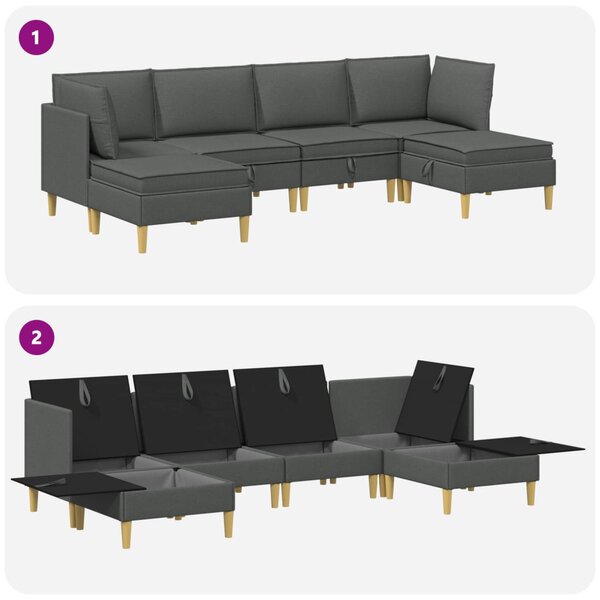 VidaXL Moduláris kanapé szett tárolóval 6 pcs Sötétszürke Szövet