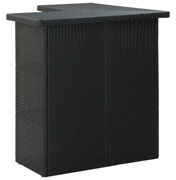4 részes fekete polyrattan kerti bárszett párnával