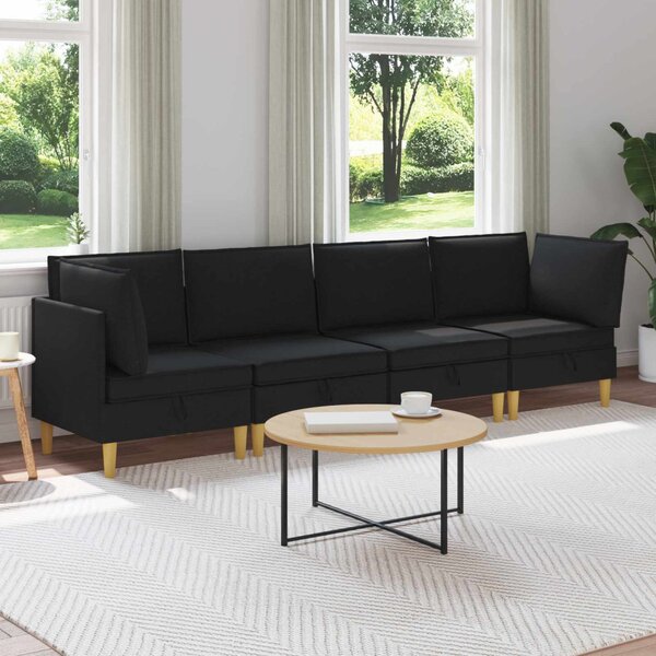 Moduláris kanapé szett tárolóval 4 pcs Fekete Szövet